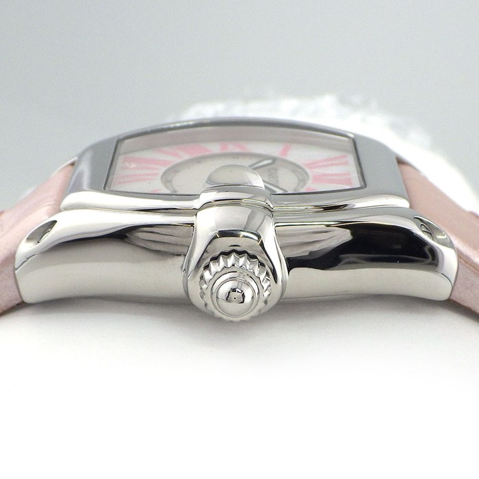 カルティエ Cartier 腕時計 ロードスター SM W6206006 2008年 クリスマス限定モデル ホワイトシェル文字盤 ピンク ローマンインデックス アリゲーターレザーベルト SS クオーツアナログ 【中古】