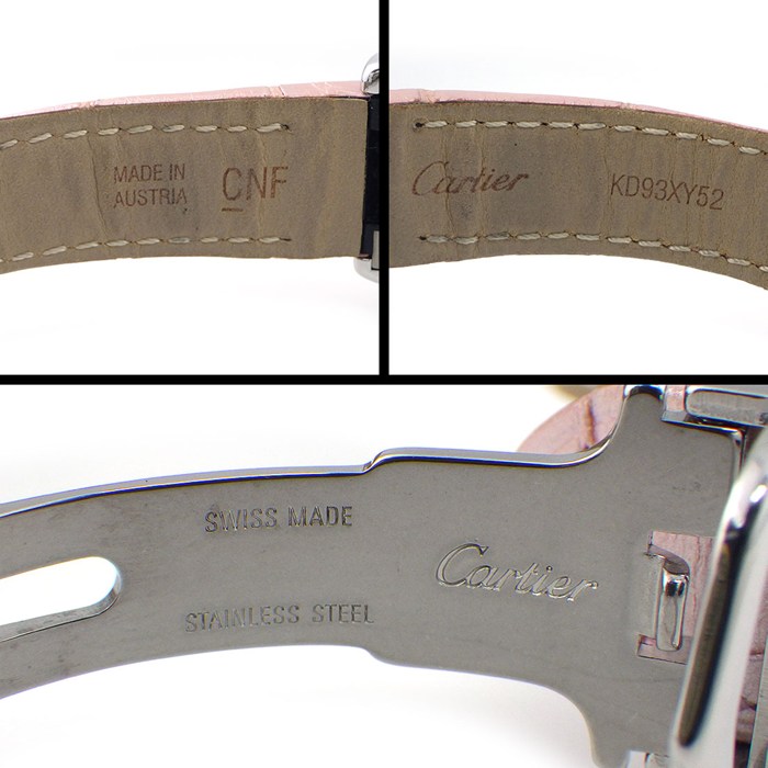 カルティエ Cartier 腕時計 ロードスター SM W6206006 2008年 クリスマス限定モデル ホワイトシェル文字盤 ピンク ローマンインデックス アリゲーターレザーベルト SS クオーツアナログ 【中古】