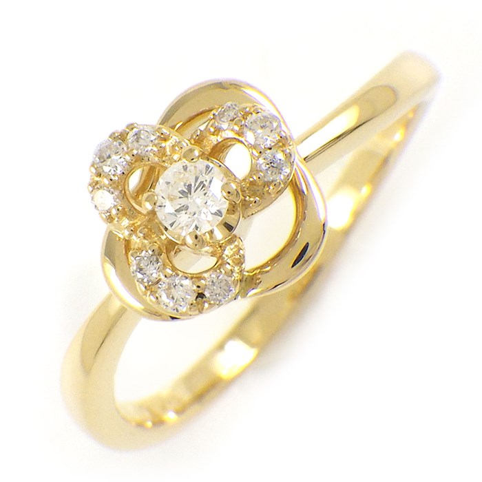 ヴァンドーム VENDOME リング フラワー モチーフ ダイヤモンド K18YG 9号 【中古】