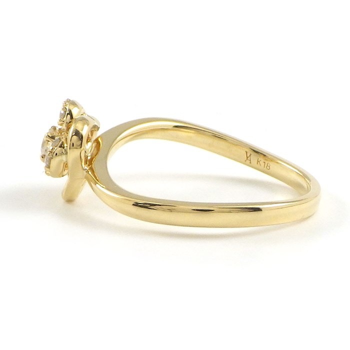 ヴァンドーム VENDOME リング フラワー モチーフ ダイヤモンド K18YG 9号 【中古】