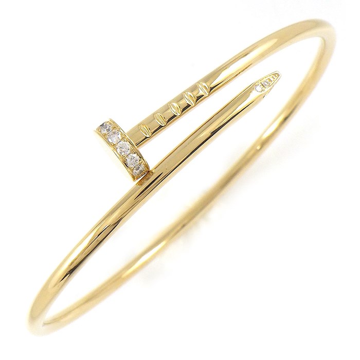 カルティエ Cartier バングル ジュスト アン クル SM B6066116 釘モチーフ 20ポイント ダイヤモンド 計0.18ct K18YG / #16 【中古】