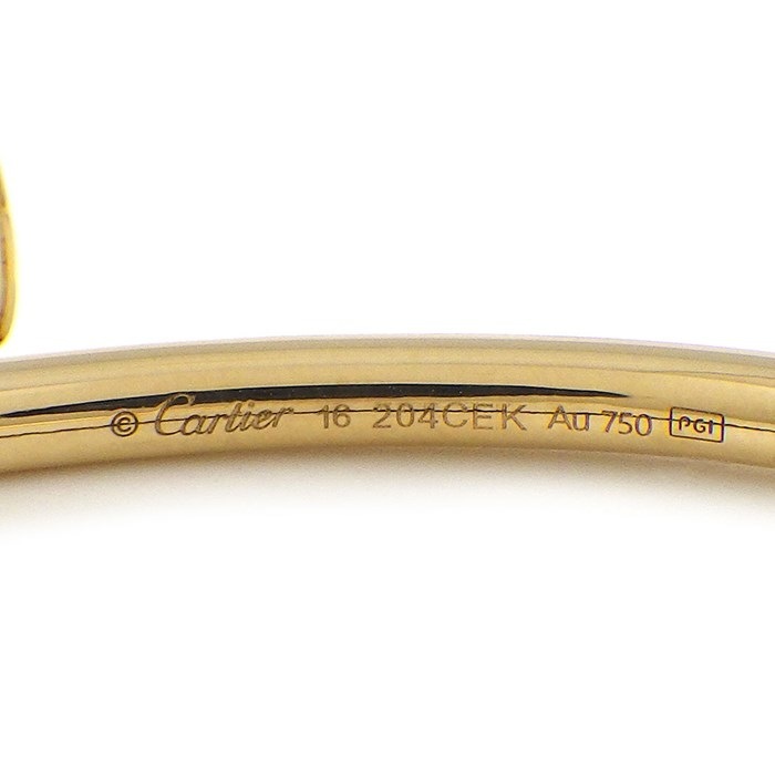カルティエ Cartier バングル ジュスト アン クル SM B6066116 釘モチーフ 20ポイント ダイヤモンド 計0.18ct K18YG / #16 【中古】