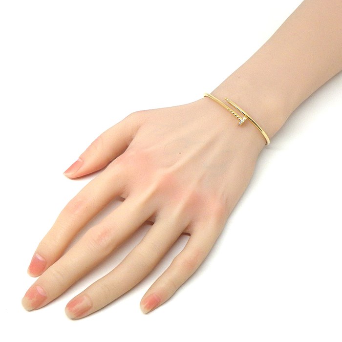 カルティエ Cartier バングル ジュスト アン クル SM B6066116 釘モチーフ 20ポイント ダイヤモンド 計0.18ct K18YG / #16 【中古】