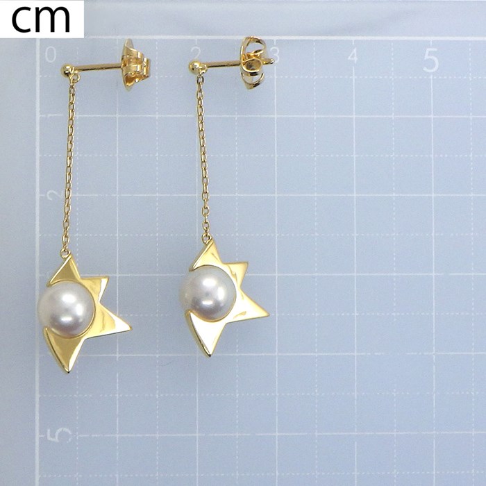 タサキ 田崎真珠 TASAKI ピアス コメット スター スウィング ドロップ 