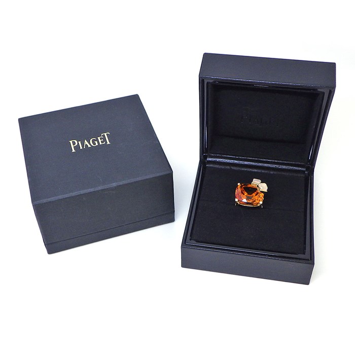 ピアジェ PIAGET リング ライムライト カクテル G34LP300 ウィスキー・オンザロック 1ポイント クッションカット シトリン 27ct 2ポイント クォーツ 計1.9ct 10ポイント ダイヤモンド 計0.74ct K18YG 13号 / #53【中古】