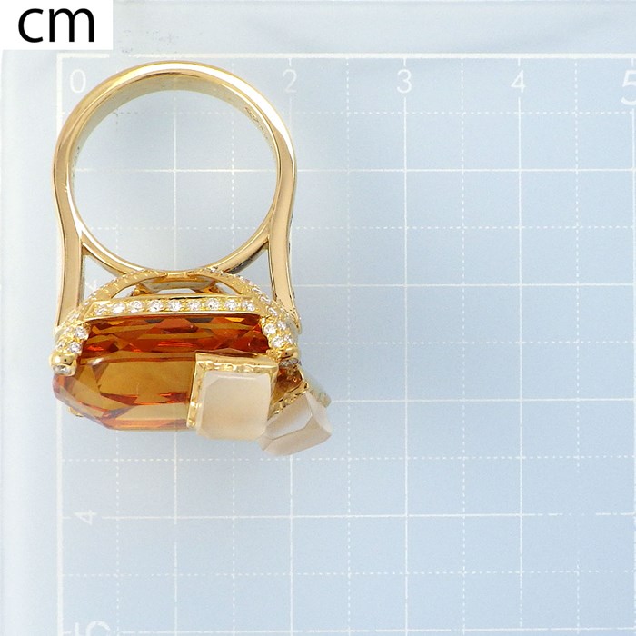 ピアジェ PIAGET リング ライムライト カクテル G34LP300 ウィスキー・オンザロック 1ポイント クッションカット シトリン 27ct 2ポイント クォーツ 計1.9ct 10ポイント ダイヤモンド 計0.74ct K18YG 13号 / #53【中古】