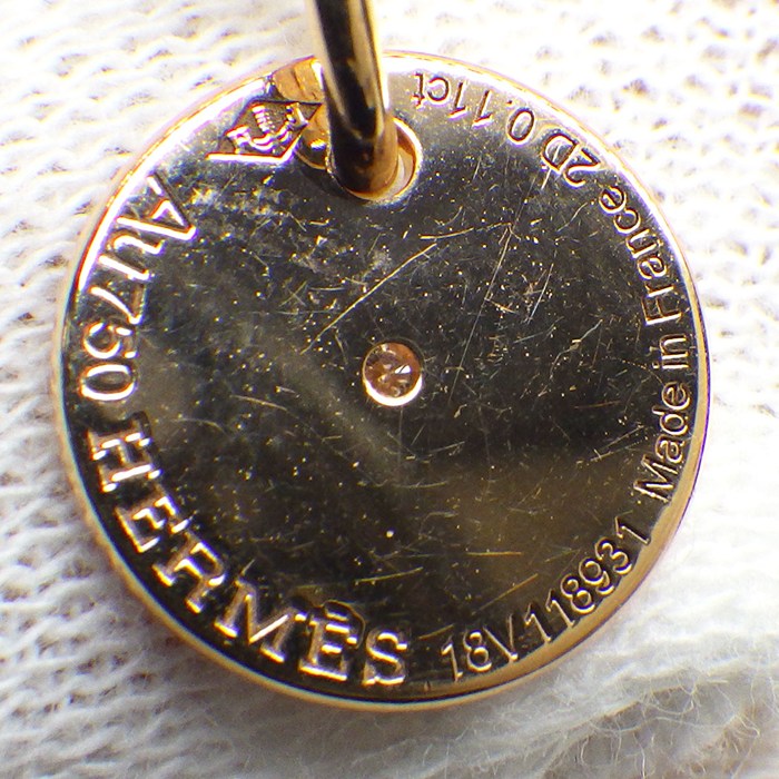 エルメス HERMES ネックレス ガンバード H ロゴ Yシェイプ ダイヤモンド 0.11ct K18PG 【中古】