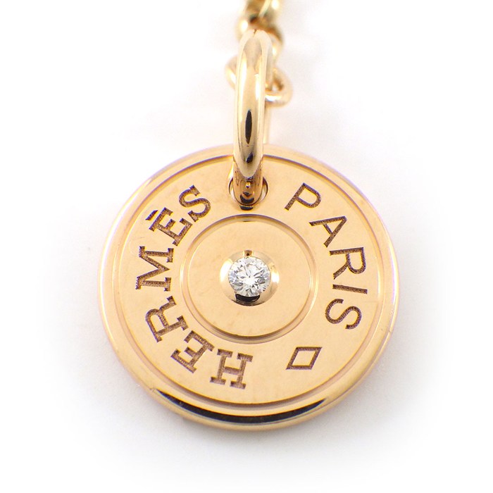 エルメス HERMES ネックレス ガンバード H ロゴ Yシェイプ ダイヤモンド 0.11ct K18PG 【中古】