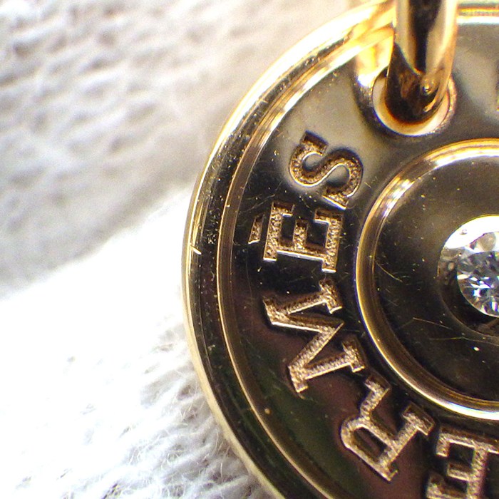 エルメス HERMES ネックレス ガンバード H ロゴ Yシェイプ ダイヤモンド 0.11ct K18PG 【中古】