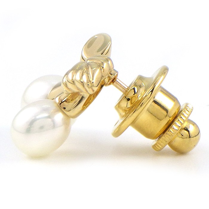 ミキモト MIKIMOTO ピンブローチ チェリー リーフ モチーフ パール 5.6/7.4mm珠 K18YG 【中古】