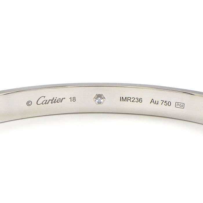 カルティエ Cartier バングル ラブ オープン B6029918 1ポイント ダイヤモンド 0.10ct K18WG / #18 【箱・保付き】 【中古】