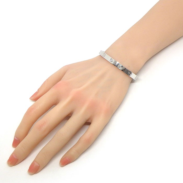 カルティエ Cartier バングル ラブ オープン B6029918 1ポイント ダイヤモンド 0.10ct K18WG / #18 【箱・保付き】 【中古】