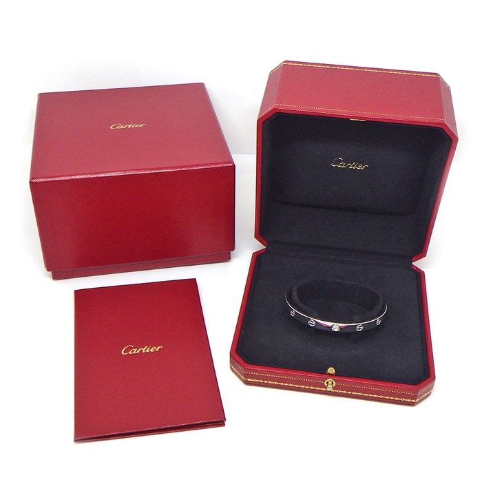 カルティエ Cartier バングル ラブ オープン B6029918 1ポイント ダイヤモンド 0.10ct K18WG / #18 【箱・保付き】 【中古】