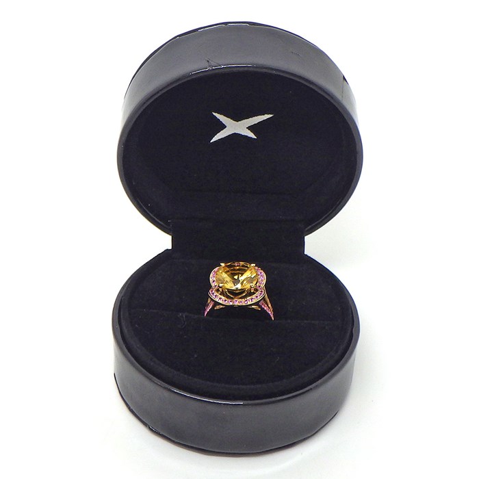 モーブッサン MAUBOUSSIN リング フルール ダムール フラワーモチーフ シトリン ピンクサファイア K18YG 14.5号 【中古】