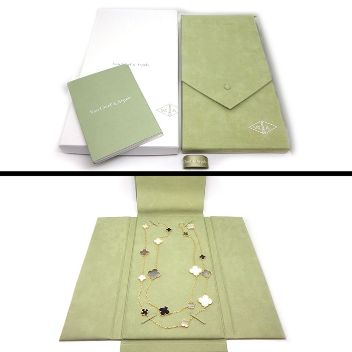 ヴァンクリーフ＆アーペル Van Cleef & Arpels ロングネックレス マジックアルハンブラ 16モチーフ VCARD79400 オニキス ホワイト/グレー シェル 【箱・保付き】 【中古】