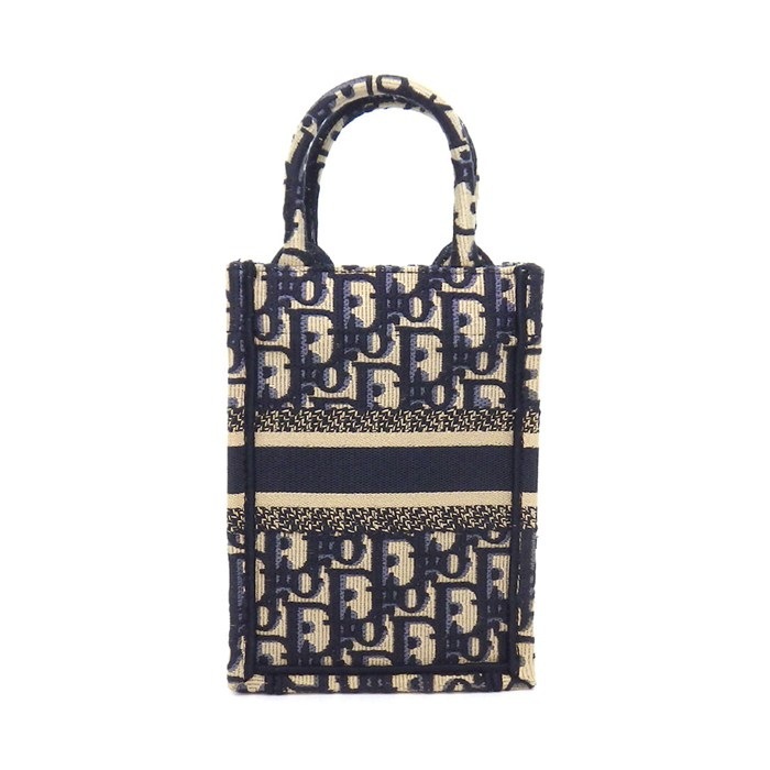 ディオール Dior ショルダーバッグ ブックトート ミニ バーティカル フォンバッグ S5555CRIW エクリュホワイト ブルー コットン 【中古】