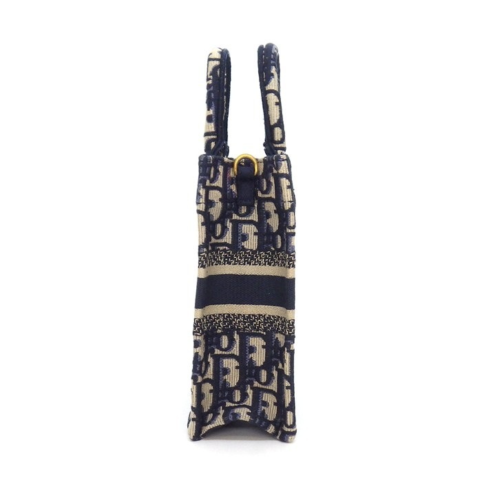 ディオール Dior ショルダーバッグ ブックトート ミニ バーティカル フォンバッグ S5555CRIW エクリュホワイト ブルー コットン 【中古】