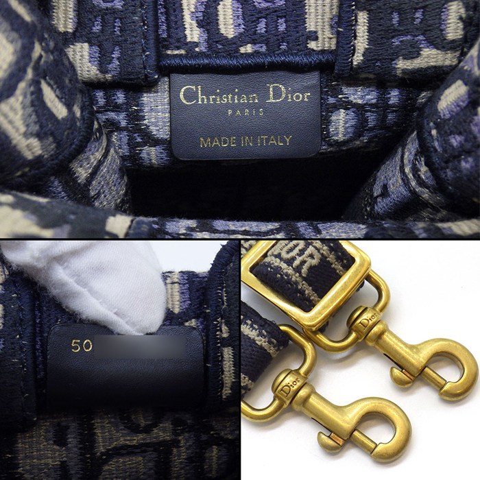 ディオール Dior ショルダーバッグ ブックトート ミニ バーティカル フォンバッグ S5555CRIW エクリュホワイト ブルー コットン 【中古】