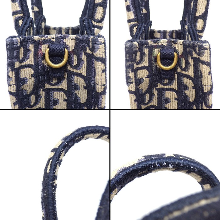 ディオール Dior ショルダーバッグ ブックトート ミニ バーティカル フォンバッグ S5555CRIW エクリュホワイト ブルー コットン 【中古】