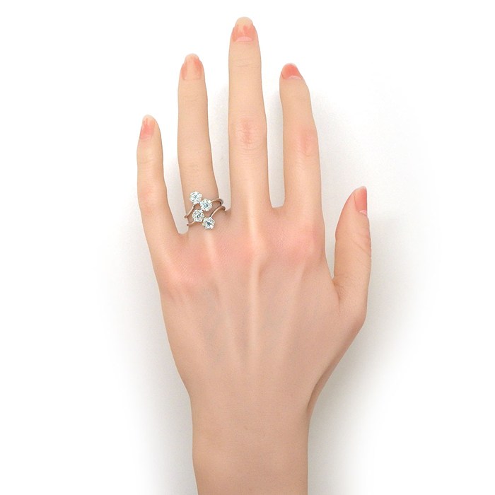 【ダイヤモンド】 リング フラワーモチーフ 4ポイント ブルートリートメント ダイヤモンド パヴェ ダイヤモンド 計0.85ct K18WG 10号 【中古】