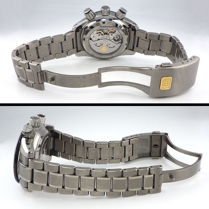 グランドセイコー Grand Seiko 腕時計 GS55周年記念モデル SBGC013/9R96-0AA0 世界限定400本 クロノグラフ 裏スケ GMT ネイビー 文字盤 セラミック チタン スプリングドライブ 【中古】