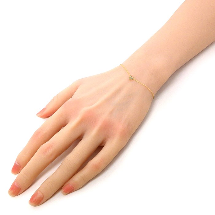 アーカー AHKAH ブレスレット ハート パヴェ VC0108010500 10ポイント ダイヤモンド 計0.05ct K18YG 【中古】