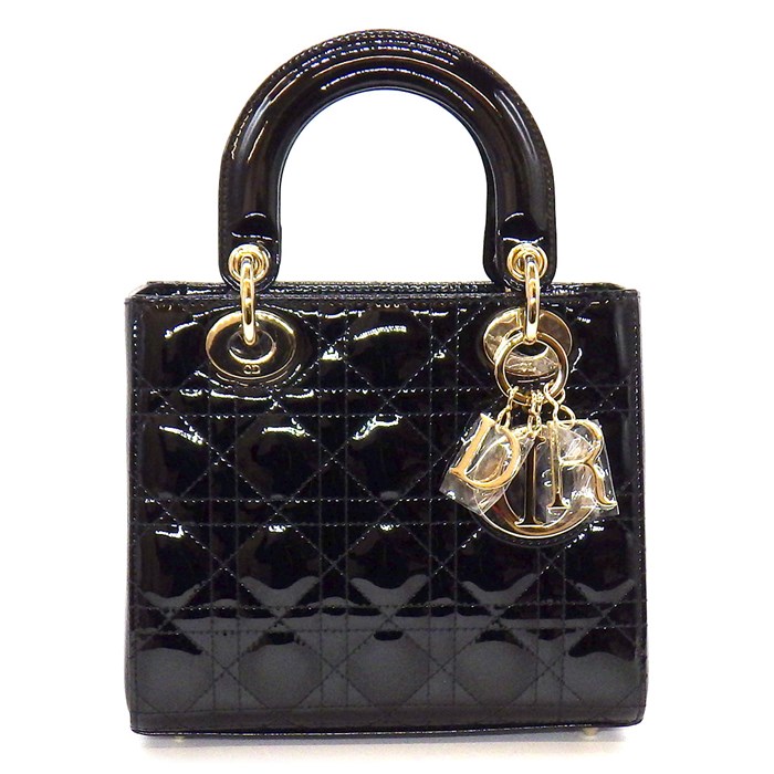 ディオール Dior ハンドバッグ ショルダーバッグ レディ ディオール スモール M0531OWCB_M900 ブラック パテントカーフスキン (牛革) 【中古】