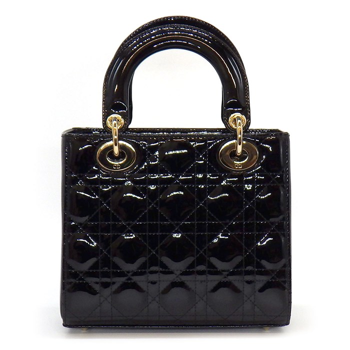 ディオール Dior ハンドバッグ ショルダーバッグ レディ ディオール スモール M0531OWCB_M900 ブラック パテントカーフスキン (牛革) 【中古】