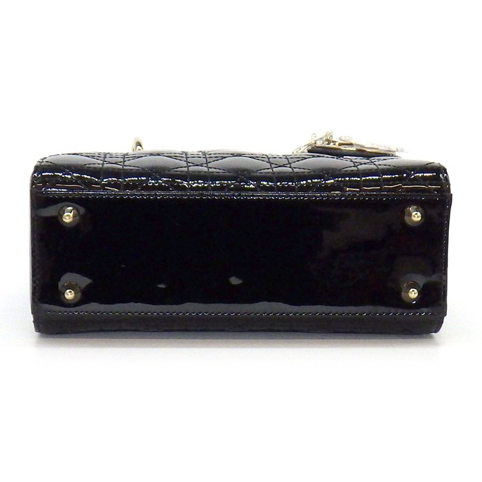 ディオール Dior ハンドバッグ ショルダーバッグ レディ ディオール スモール M0531OWCB_M900 ブラック パテントカーフスキン (牛革) 【中古】