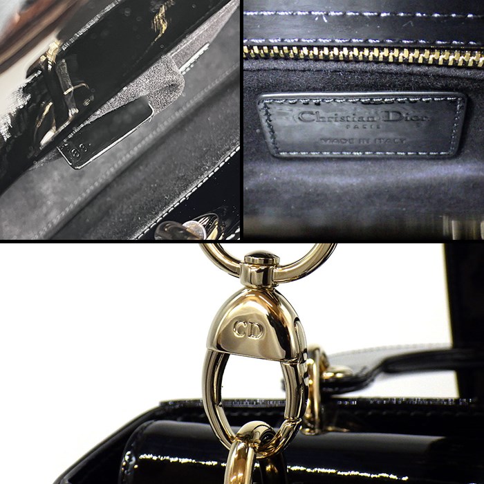 ディオール Dior ハンドバッグ ショルダーバッグ レディ ディオール スモール M0531OWCB_M900 ブラック パテントカーフスキン (牛革) 【中古】