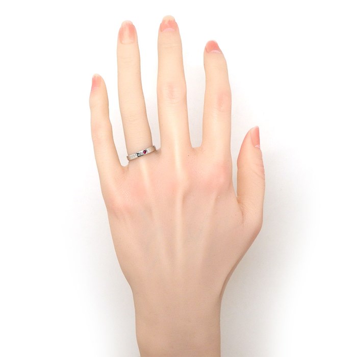 ティファニー Tiffany & Co. リング フラットバンド ロゴ 3ポイント ルビー PT950 9号 【中古】