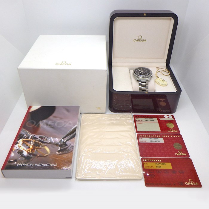 オメガ OMEGA 腕時計 スピードマスター ブロードアロー 3551.50.00 デイト クロノグラフ タキメーター スモールセコンド クロノメーター ブラック文字盤 SS 自動巻き 【箱・保付き】 【中古】