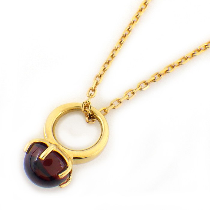 タサキ 田崎真珠 TASAKI ネックレス ベビーリング リングモチーフ ガーネット K18YG 【中古】
