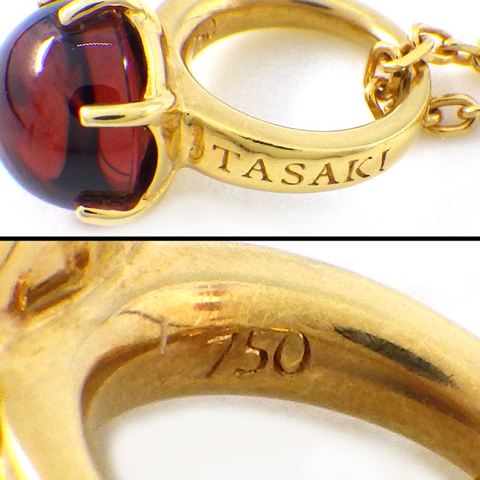 タサキ 田崎真珠 TASAKI ネックレス ベビーリング リングモチーフ ガーネット K18YG 【中古】