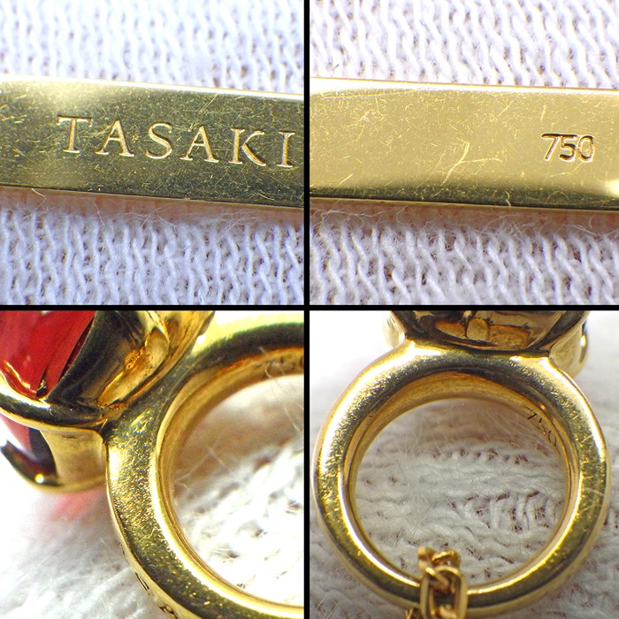 タサキ 田崎真珠 TASAKI ネックレス ベビーリング リングモチーフ ガーネット K18YG 【中古】