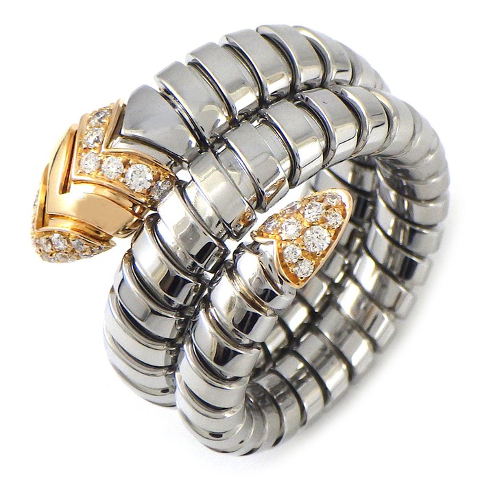 ブルガリ BVLGARI リング トゥボガス セルペンティ 2スパイラル スネーク ダイヤモンド K18PG SS 11-13号 / #M 【中古】