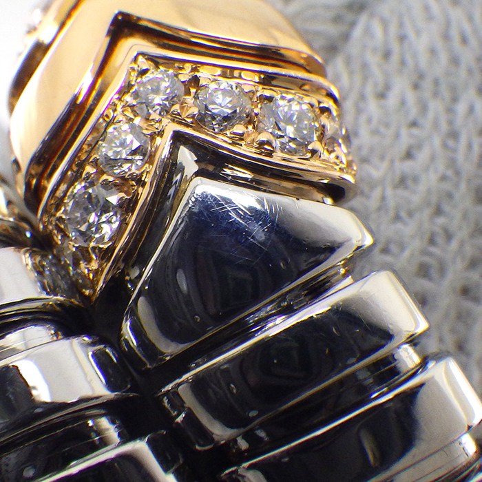ブルガリ BVLGARI リング トゥボガス セルペンティ 2スパイラル スネーク ダイヤモンド K18PG SS 11-13号 / #M 【中古】