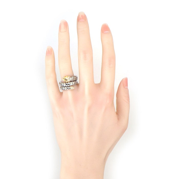 ブルガリ BVLGARI リング トゥボガス セルペンティ 2スパイラル スネーク ダイヤモンド K18PG SS 11-13号 / #M 【中古】