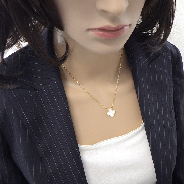 ヴァンクリーフ&アーペル Van Cleef & Arpels ネックレス ヴィンテージアルハンブラ VCARA45900 ホワイト シェル K18YG 【箱・保付き】 【中古】