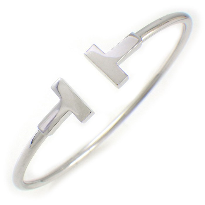 ティファニー Tiffany & Co. バングル Tワイヤー ミディアム 60010733 K18WG / #M 【中古】