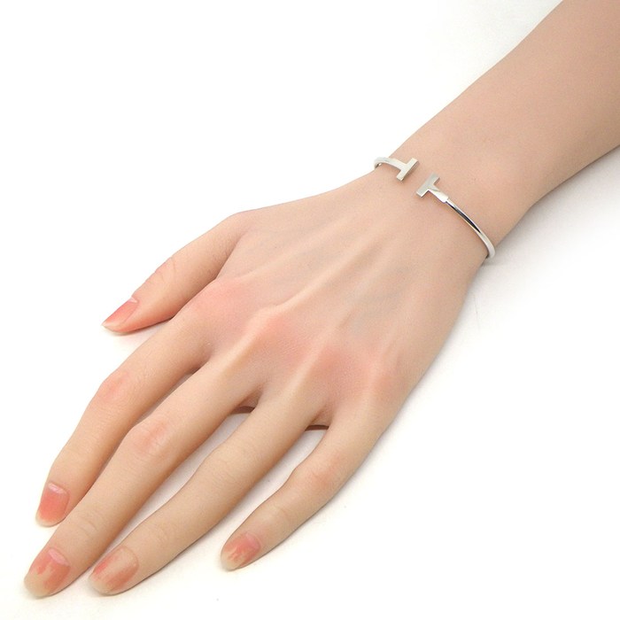 ティファニー Tiffany & Co. バングル Tワイヤー ミディアム 60010733 K18WG / #M 【中古】