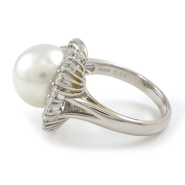 【パール ダイヤモンド】 リング パール 11mm珠 ダイヤモンド 計0.54ct PT900 12.5号 【中古】
