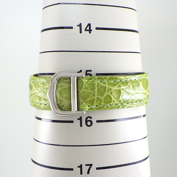 カルティエ Cartier 腕時計 マスト タンク SM W1016130 2000年 クリスマス限定 レクタンギュラー ギョーシェ シルバー文字盤 SV925 ライトグリーン アリゲーターレザーベルト クオーツアナログ 【中古】