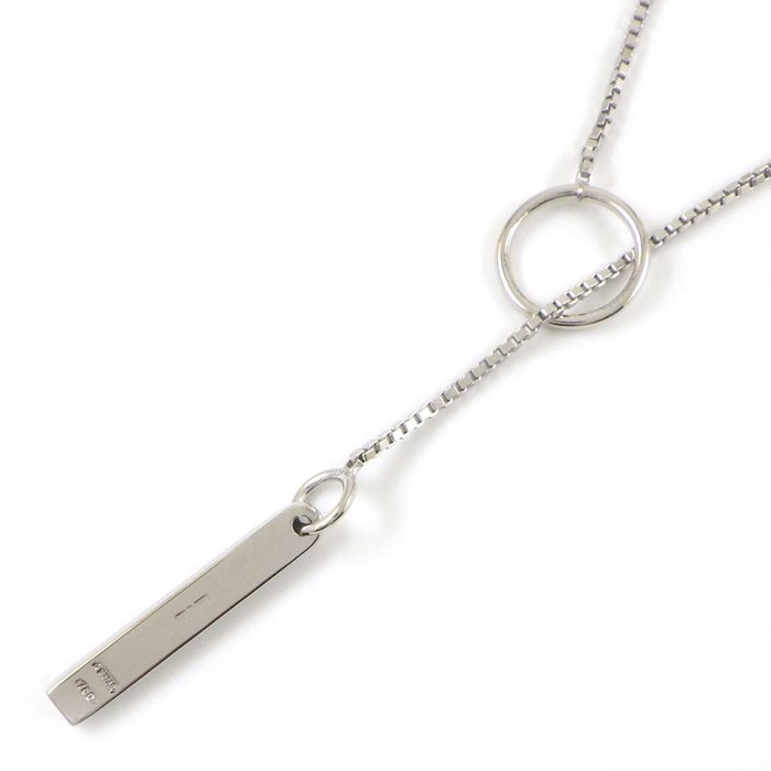  グッチ GUCCI ネックレス ラリエット ラリアット ロゴ プレート ベネチアン チェーン K18WG 【中古】