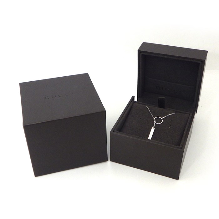  グッチ GUCCI ネックレス ラリエット ラリアット ロゴ プレート ベネチアン チェーン K18WG 【中古】