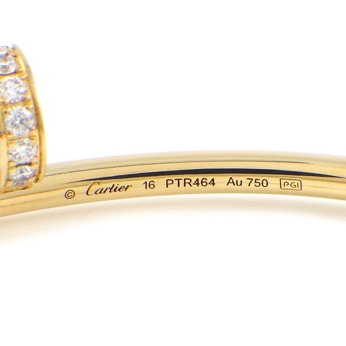 カルティエ Cartier バングル ジュスト アン クル SM B6066116 釘モチーフ 20ポイント ダイヤモンド 計0.18ct K18YG / #16 【箱・保付き】 【中古】