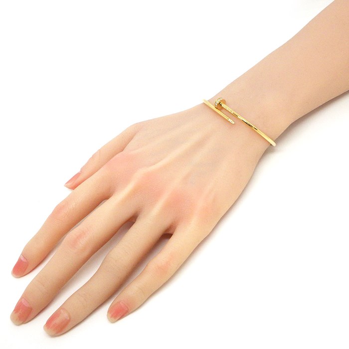 カルティエ Cartier バングル ジュスト アン クル SM B6066116 釘モチーフ 20ポイント ダイヤモンド 計0.18ct K18YG / #16 【箱・保付き】 【中古】