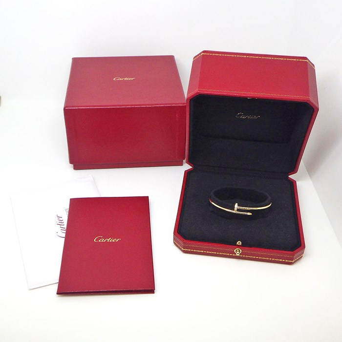 カルティエ Cartier バングル ジュスト アン クル SM B6066116 釘モチーフ 20ポイント ダイヤモンド 計0.18ct K18YG / #16 【箱・保付き】 【中古】