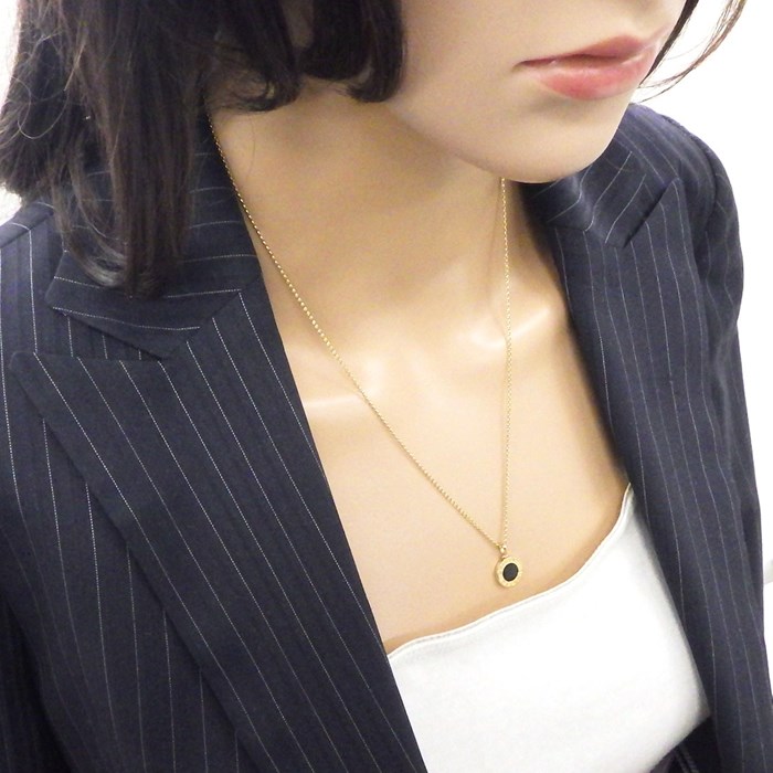 ブルガリ BVLGARI ネックレス ブルガリ・ブルガリ ロゴ サークル ラウンド オニキス K18YG 【中古】