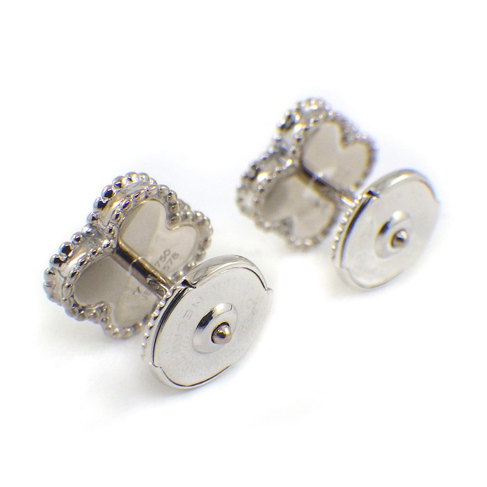 ヴァンクリーフ＆アーペル Van Cleef & Arpels ピアス スウィートアルハンブラ VCARG12000 ホワイト シェル K18WG 白 【中古】